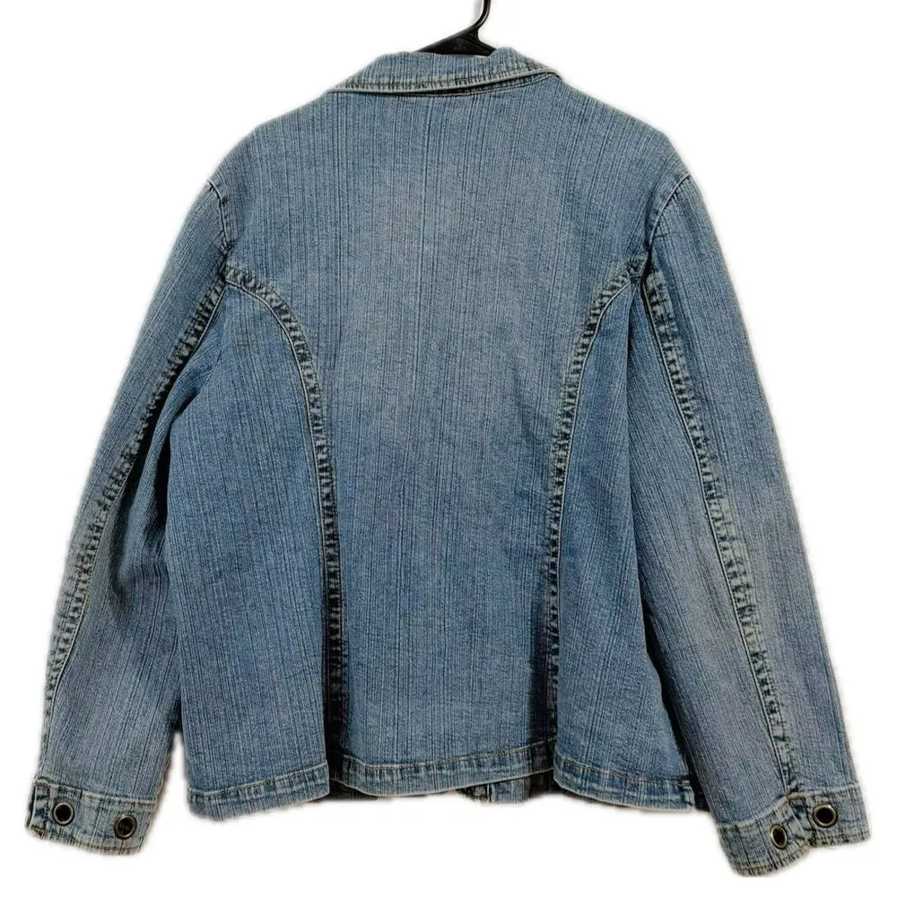 Cato Blue Oversized Jean Jacket with Contrast Stitching - Image 2