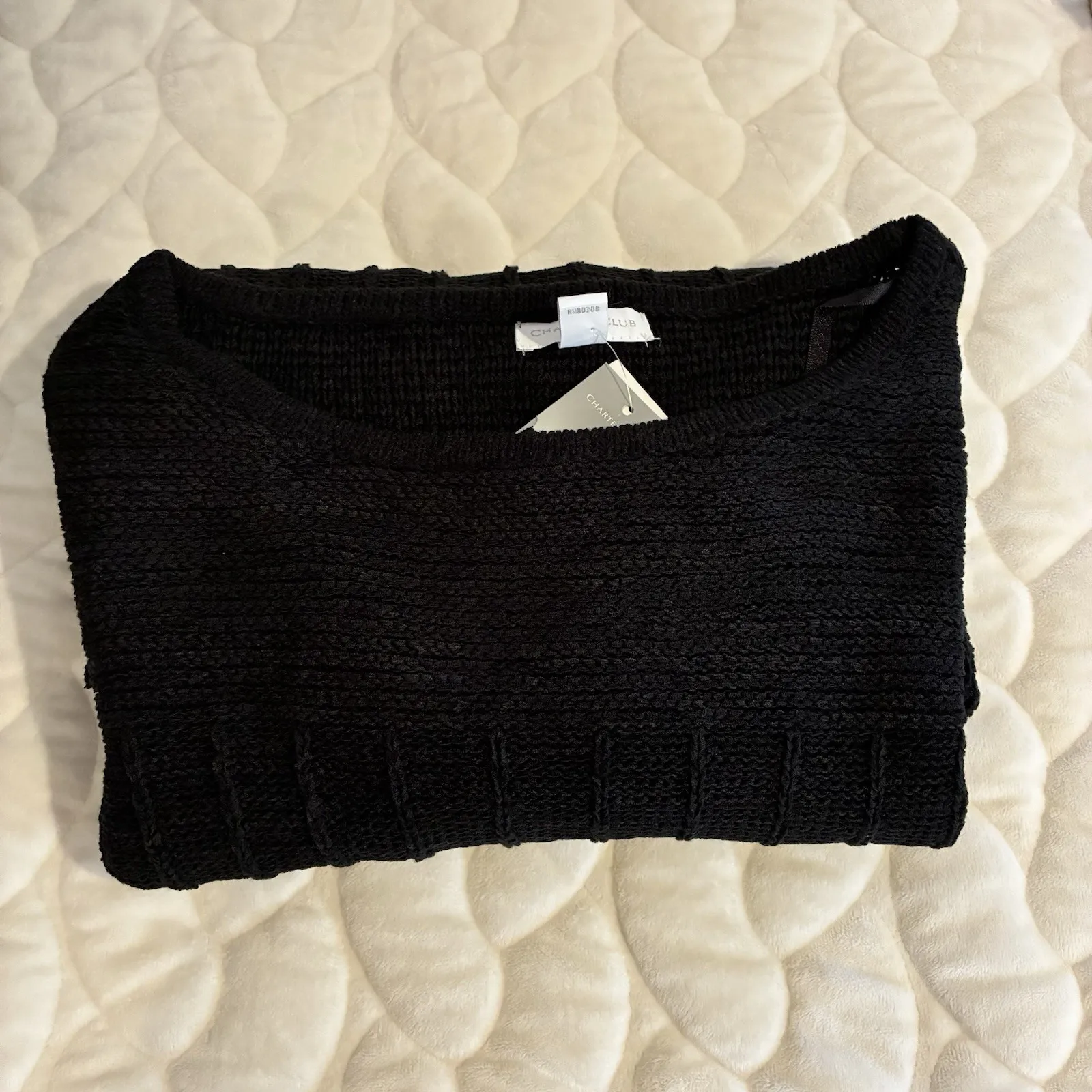 Charter Club‎ Black Boatneck Textured Sweater Xl - Image 3