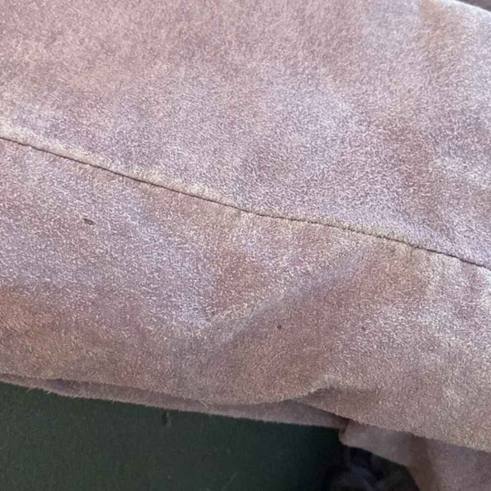 Vintage 90s Y2K Dialogue Suede Leather Fringe Open Jacket Purple Small - Image 7