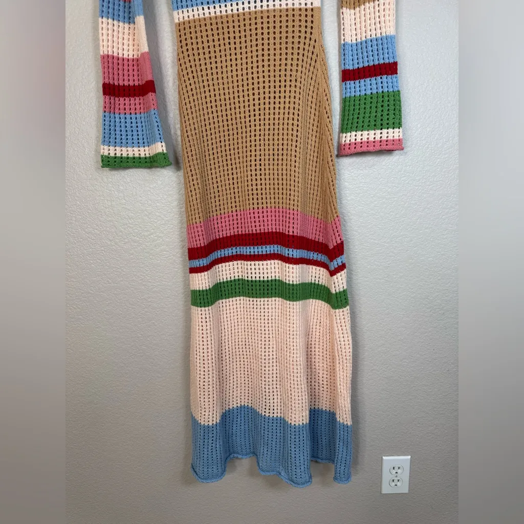 VRG GRL Verge Girl Work of Art Crochet Maxi Dress Multi size AU 8 US 4 Small Tan - Image 15