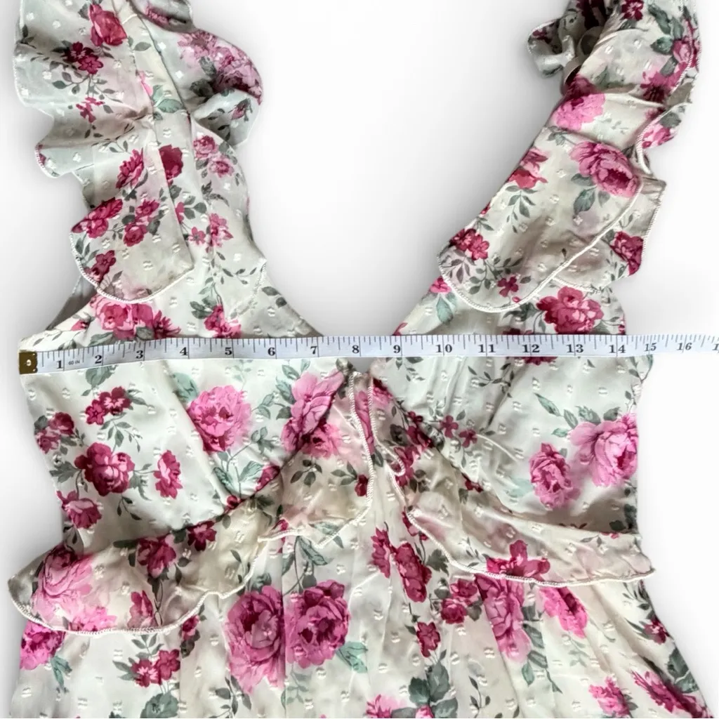 New Trixxi Cream and Pink Floral Maxi Dress Sz Medium - Image 6