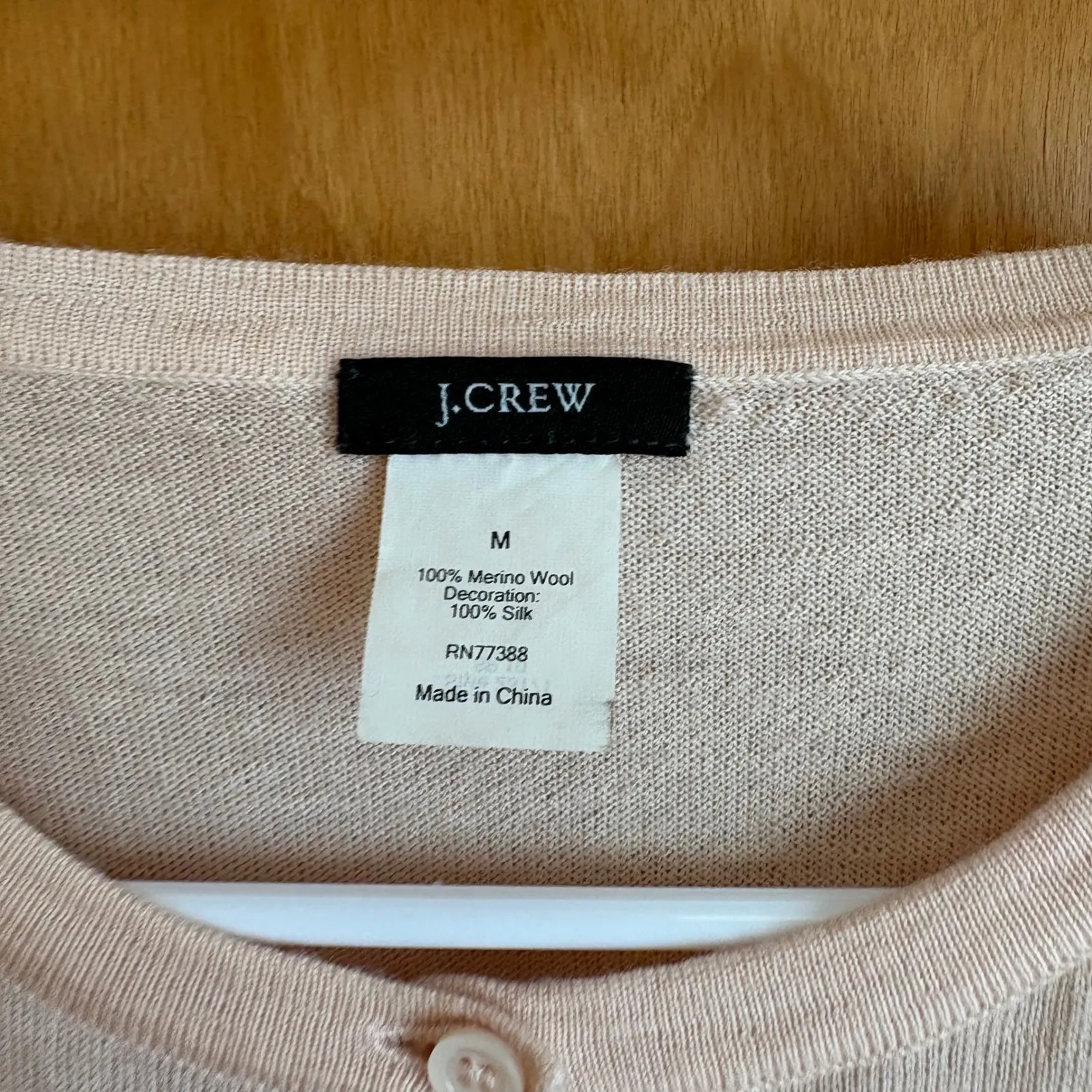 J Crew Pink Merino Wool Silk Floral Applique Cardigan Sweater M - Image 4