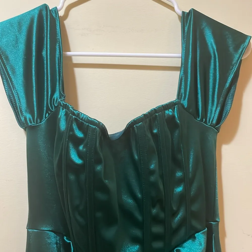 Womens Shein Green Satin Corset Dress - Image 2