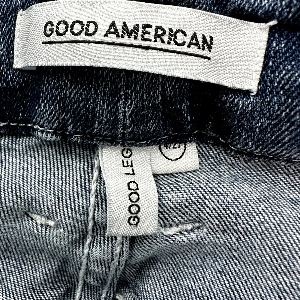 Good American Good Legs Skinny Jeans High Rise Distressed Cotton Blue 4/27 - Image 3