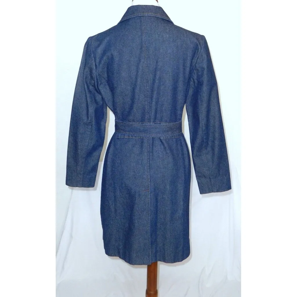 Classiques Entier Blue Cotton Denim Trentch Coat Size Small Double Breasted - Image 4