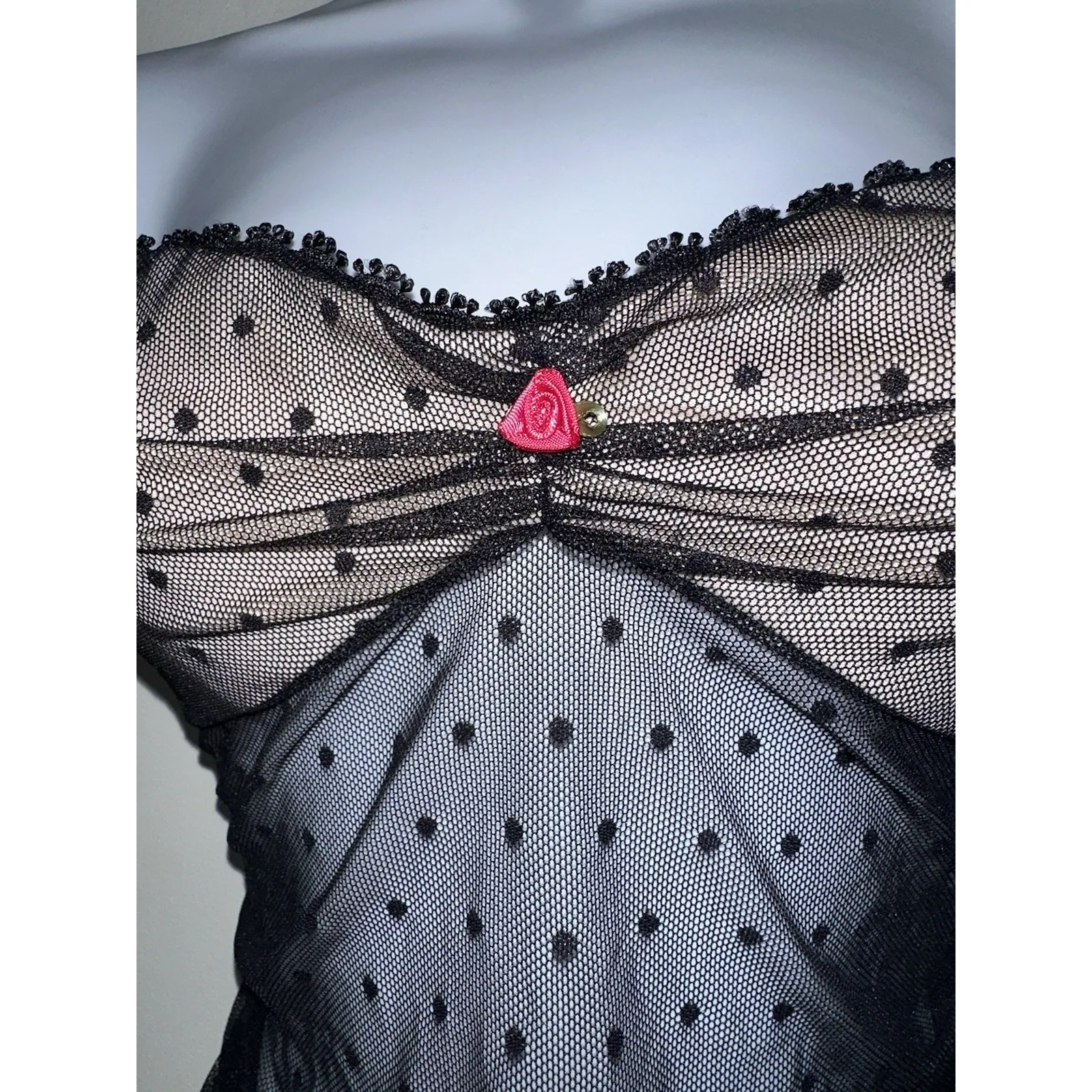 Lucy In The Sky Dotted Strapless Babydoll Top in Black‎ NWOT Size S - Image 4