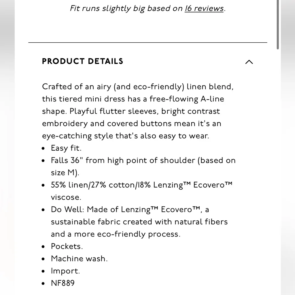 Madewell Embroidered Linen-Blend Flutter-Sleeve Mini Dress Size Small - Image 16