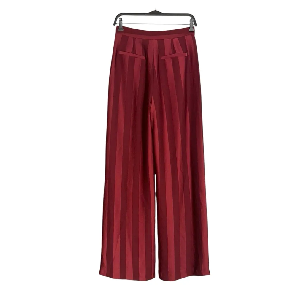 NEW Endless Rose Burgundy Satin Striped Wide Leg High Rise Pants SMALL - Image 4