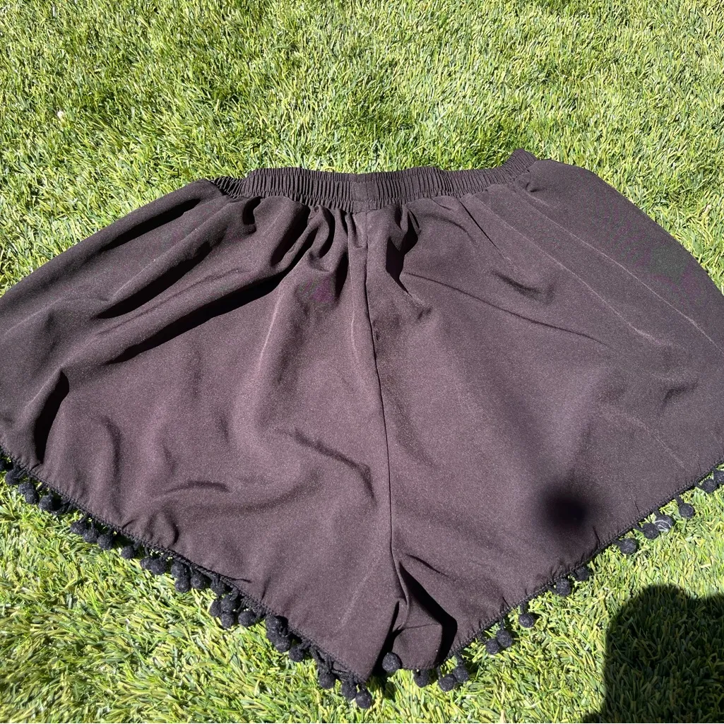 SHEIN Black Pom-Pom Trim Shorts - Image 2