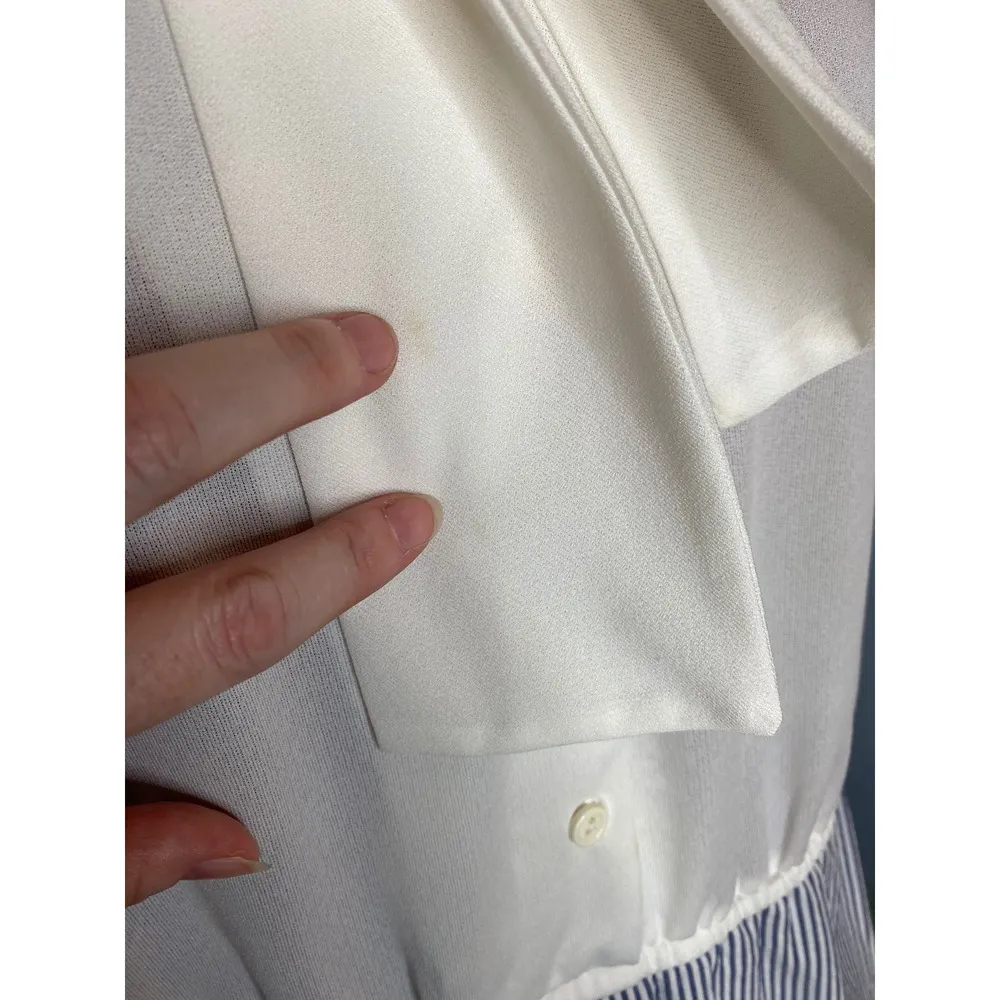 Dress kitten bow striped shirtwaist cropped jacket blue white Size 14 - Image 13