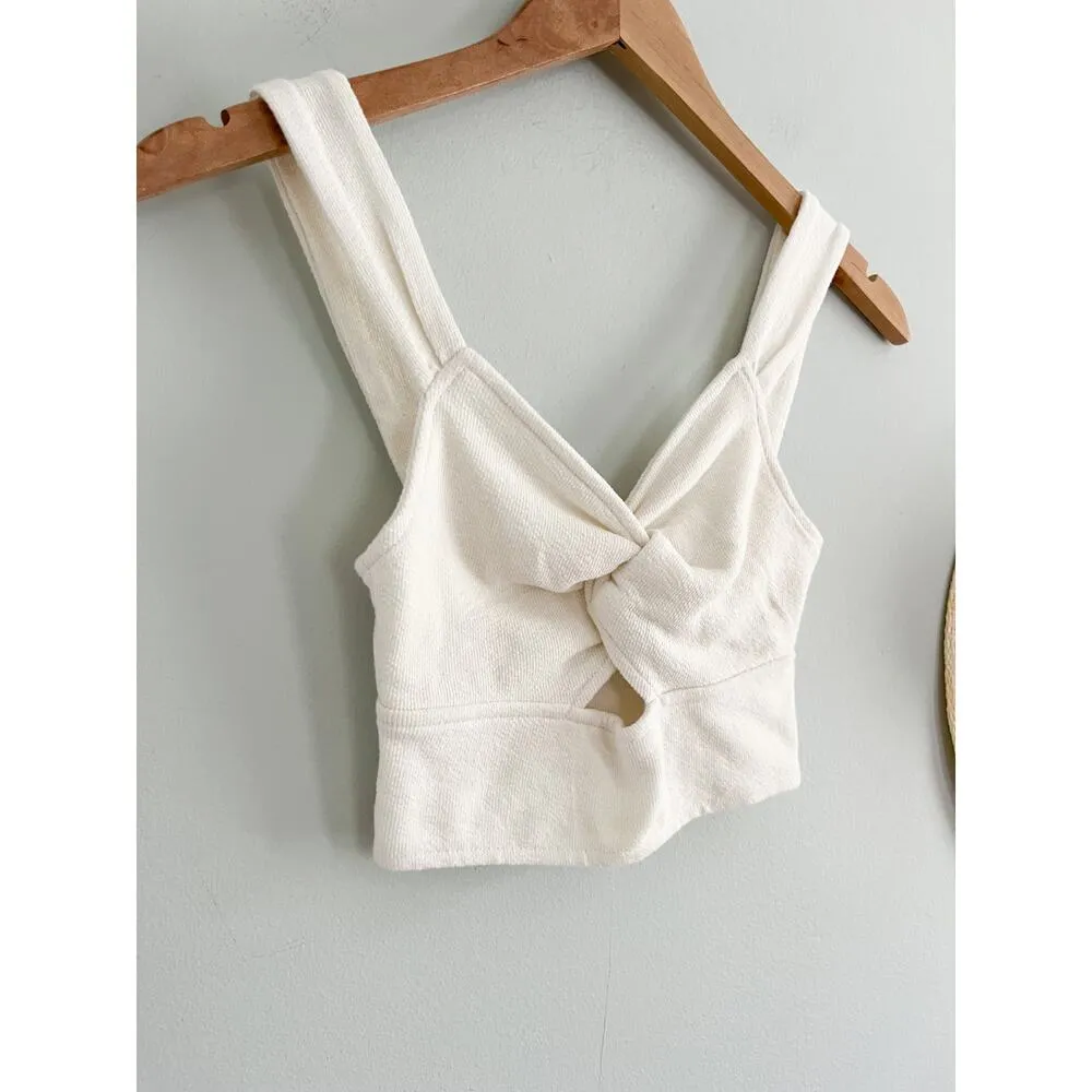 Madewell | NWT | Cutout Knot-Front Crop Tank Top | Lighthouse Cream | Sz XXS - Image 4