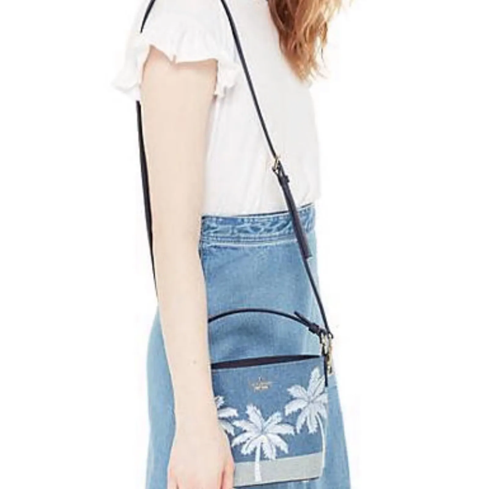 Kate Spade California Dreaming Pippa Blue Denim Palm Tree Bucket Bag NEW RARE‎ - Image 14