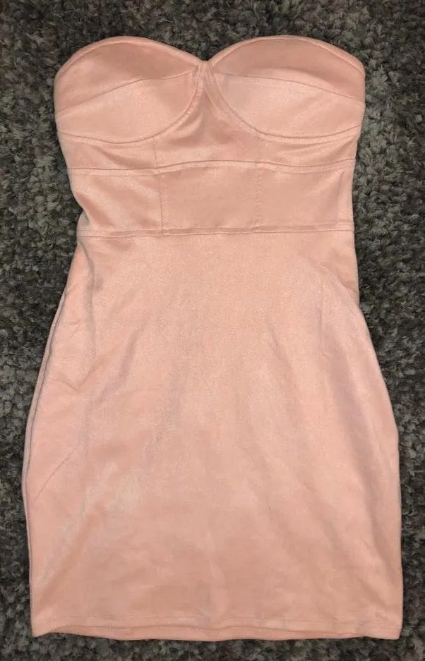 by the way. Carla Faux Suede Strapless Dress - Image 4