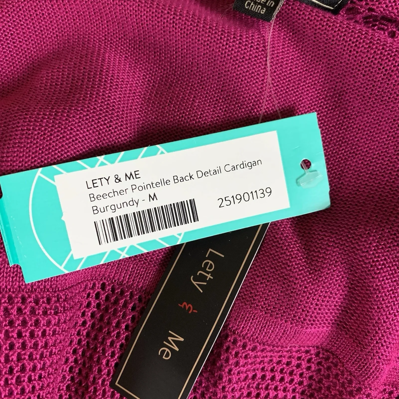 Lety And Me M Burgundy Beecher Cardigan Lace Back Lightweight Layering Red Size M - Image 4