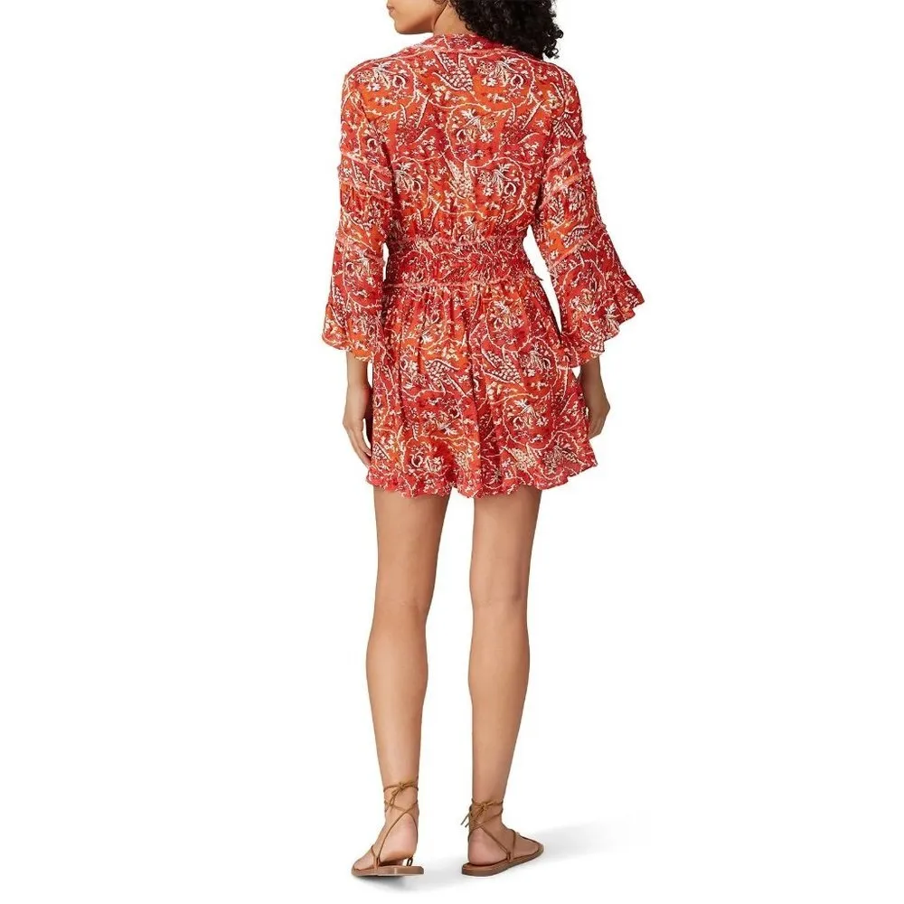 Iro Floral Print Lightweight Romper Red Womens Size FR 36 US 4 - Image 5