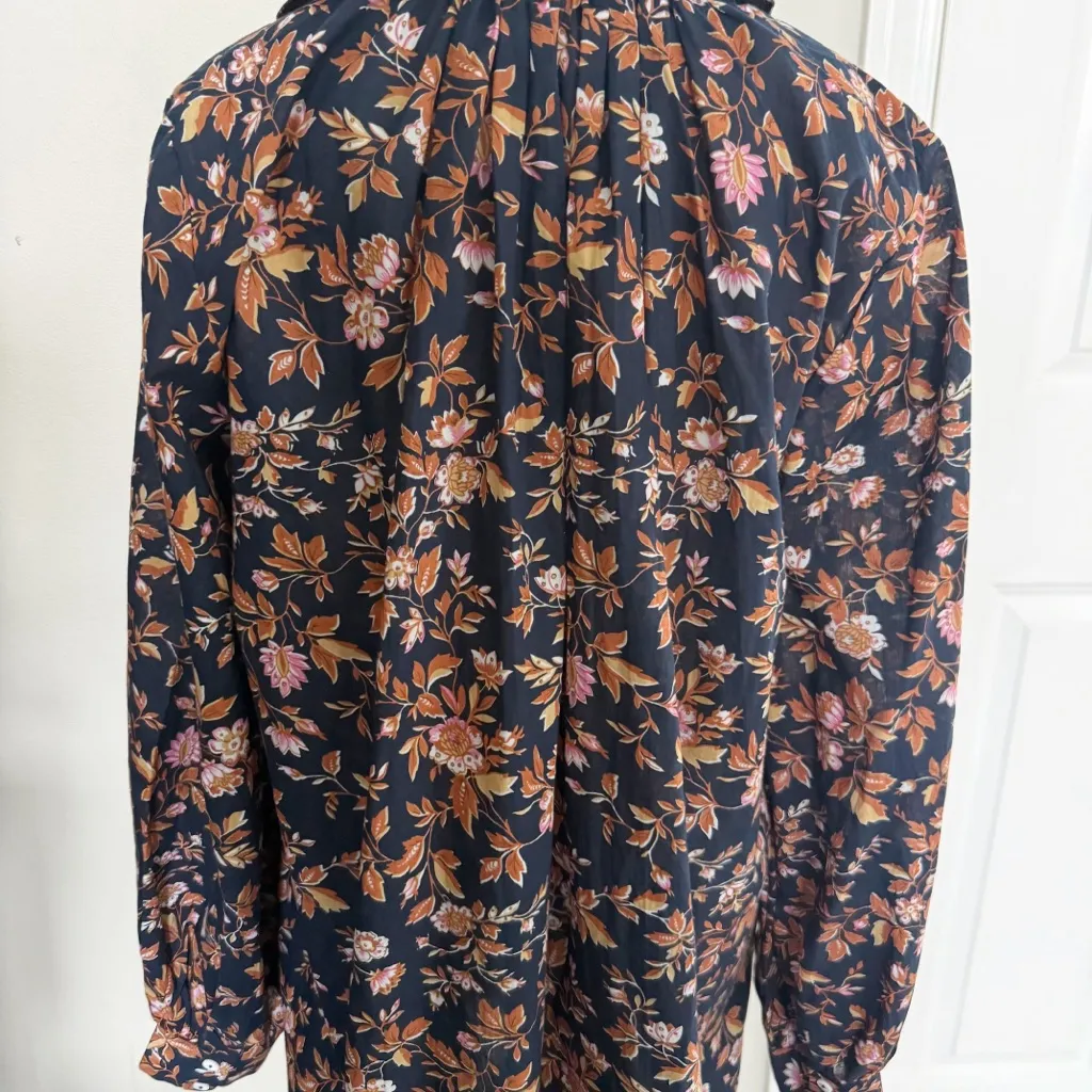 Mille Bonnie Floral Long Sleeve Cotton Shirtdress size small Blue - Image 6