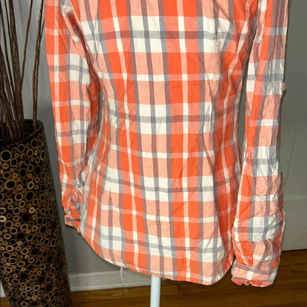 love, Fire Vibrant Orange and Gray Plaid Shirt - Image 9