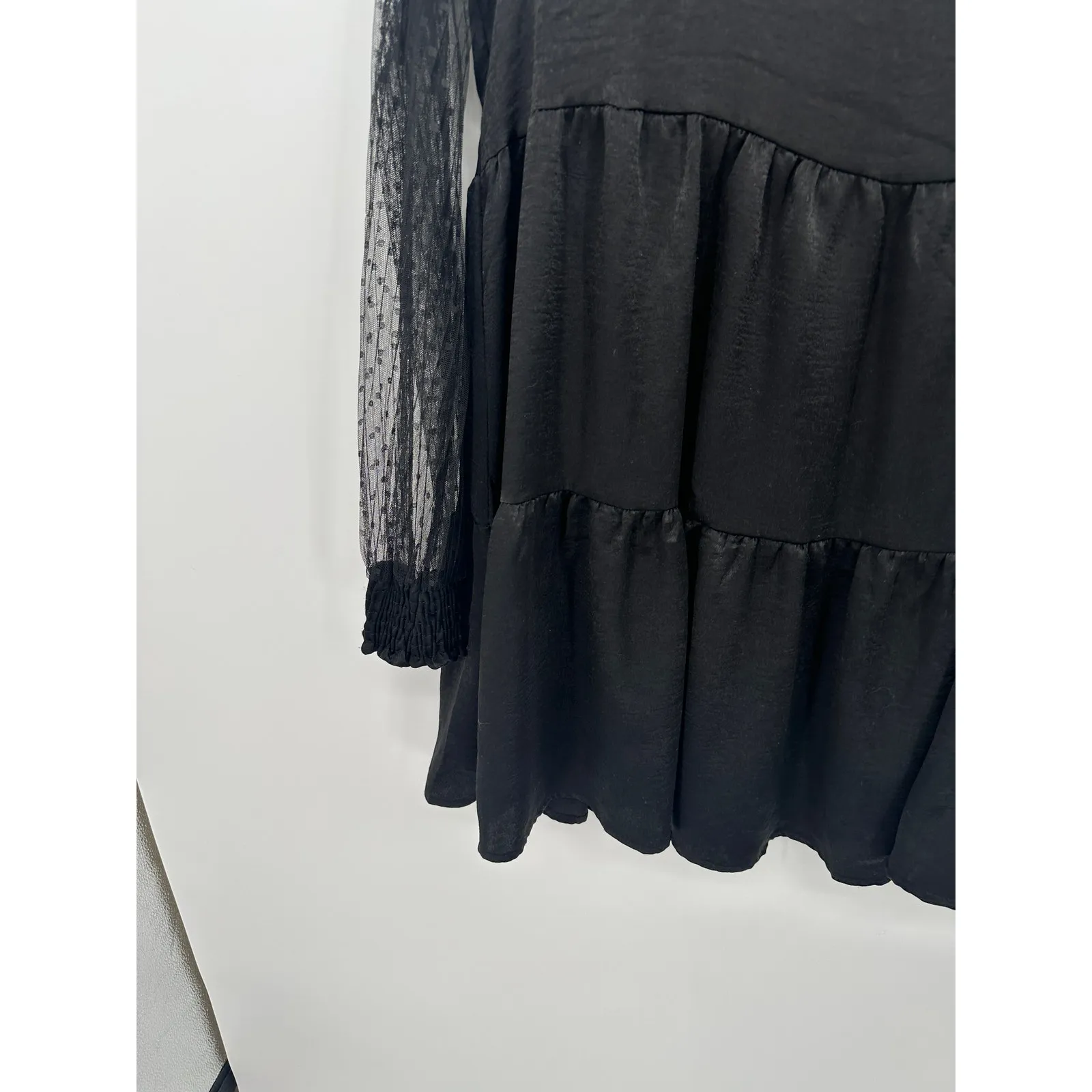 Peach Love Womens Black Tiered Babdoll Mini Dress Size M Dark Fairy Grunge Emo - Image 3