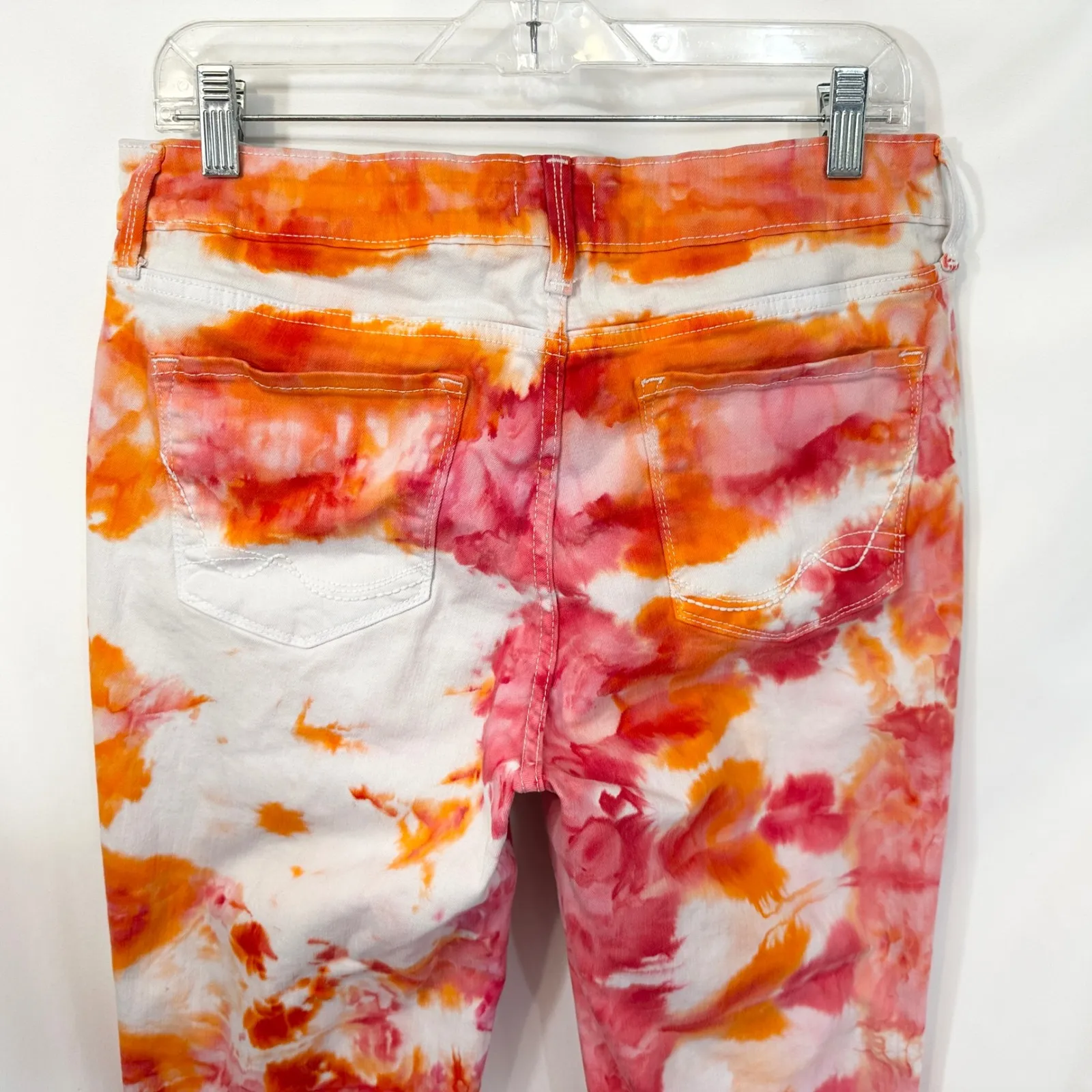 NYDJ Size‎ 12 Jeans Cropped Ankle Handmade Tie Dye Orange Pink Mid Rise 721 - Image 7