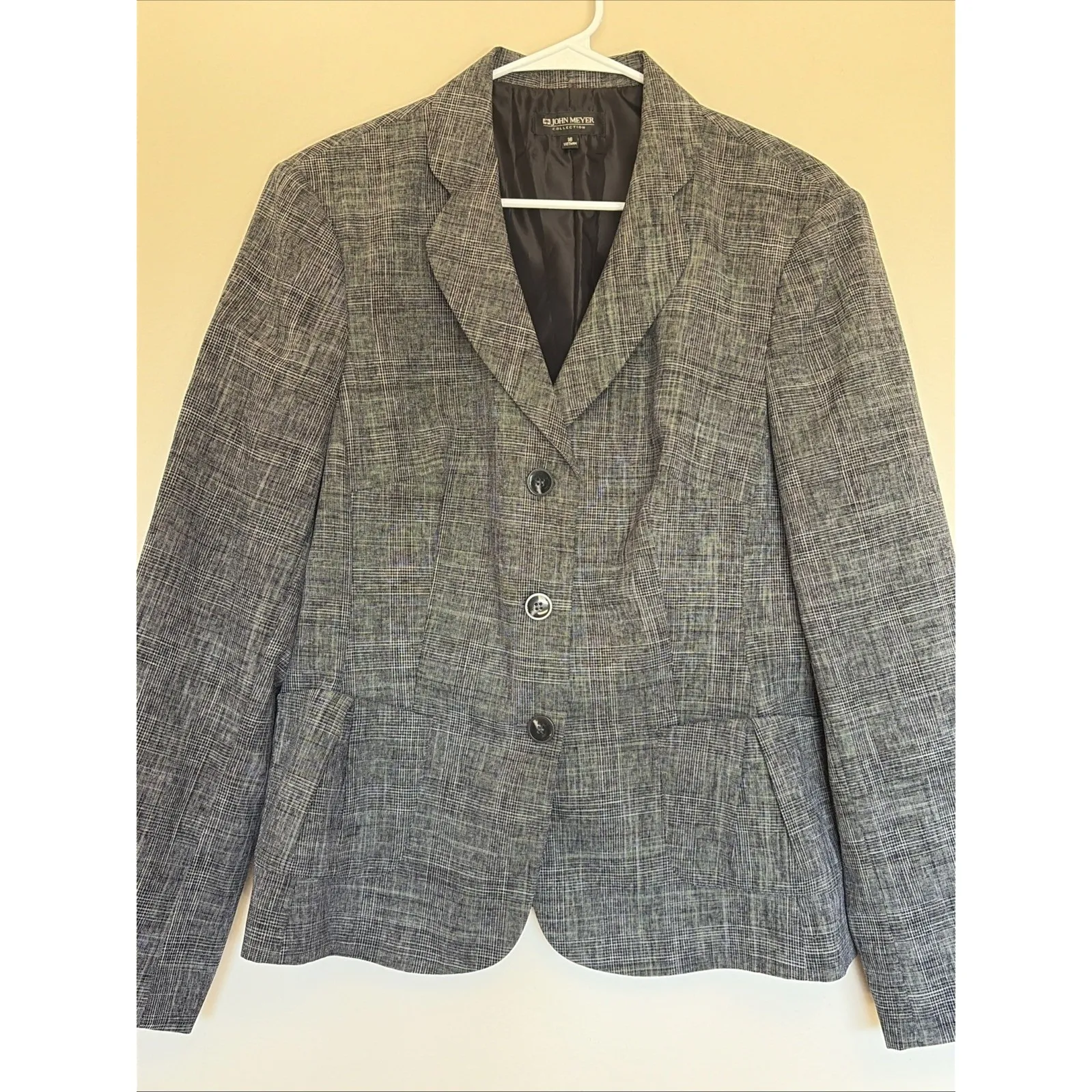 Vintage VTG John Meyer Black Plaid Blazer Jacket Dress Suit Separate Womens 16 - Image 2