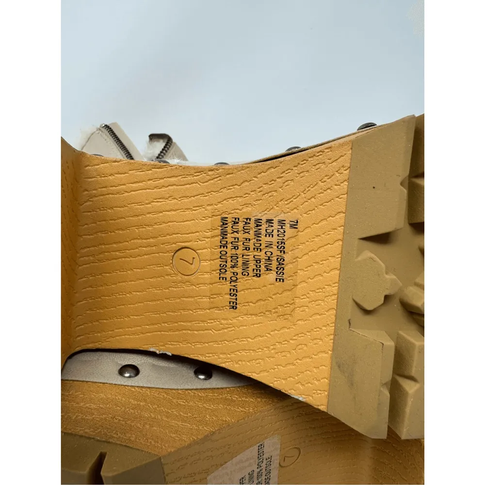 Mia Double Zip Suede Beige Faux Fur Lined Ankle Booties Boots Women’s 7 NWOB - Image 7