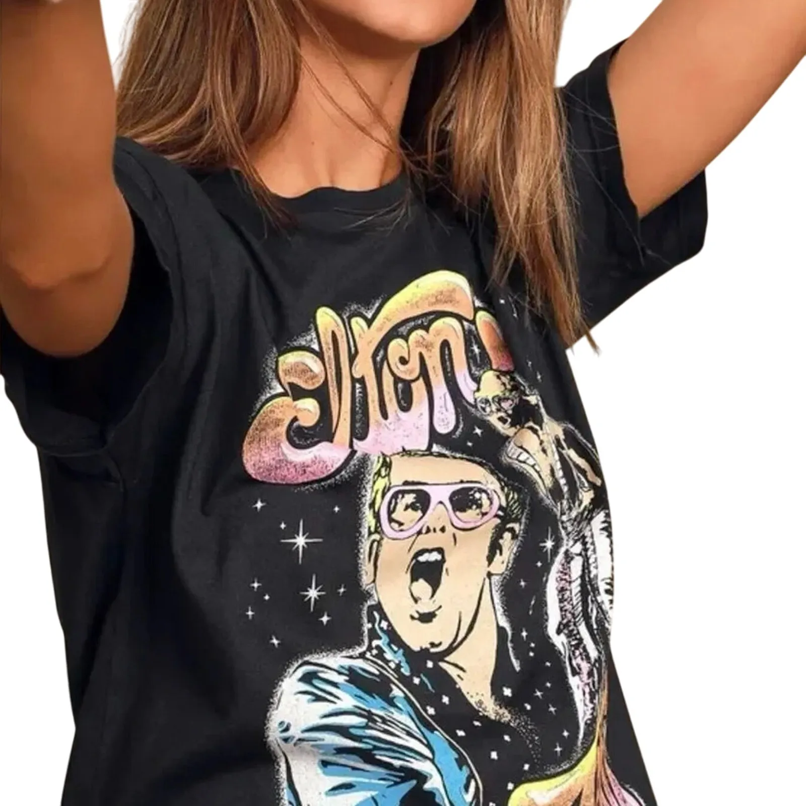 DAYDREAMER Elton John On Stage Boyfriend T-Shirt One Size New without Tag - Image 6