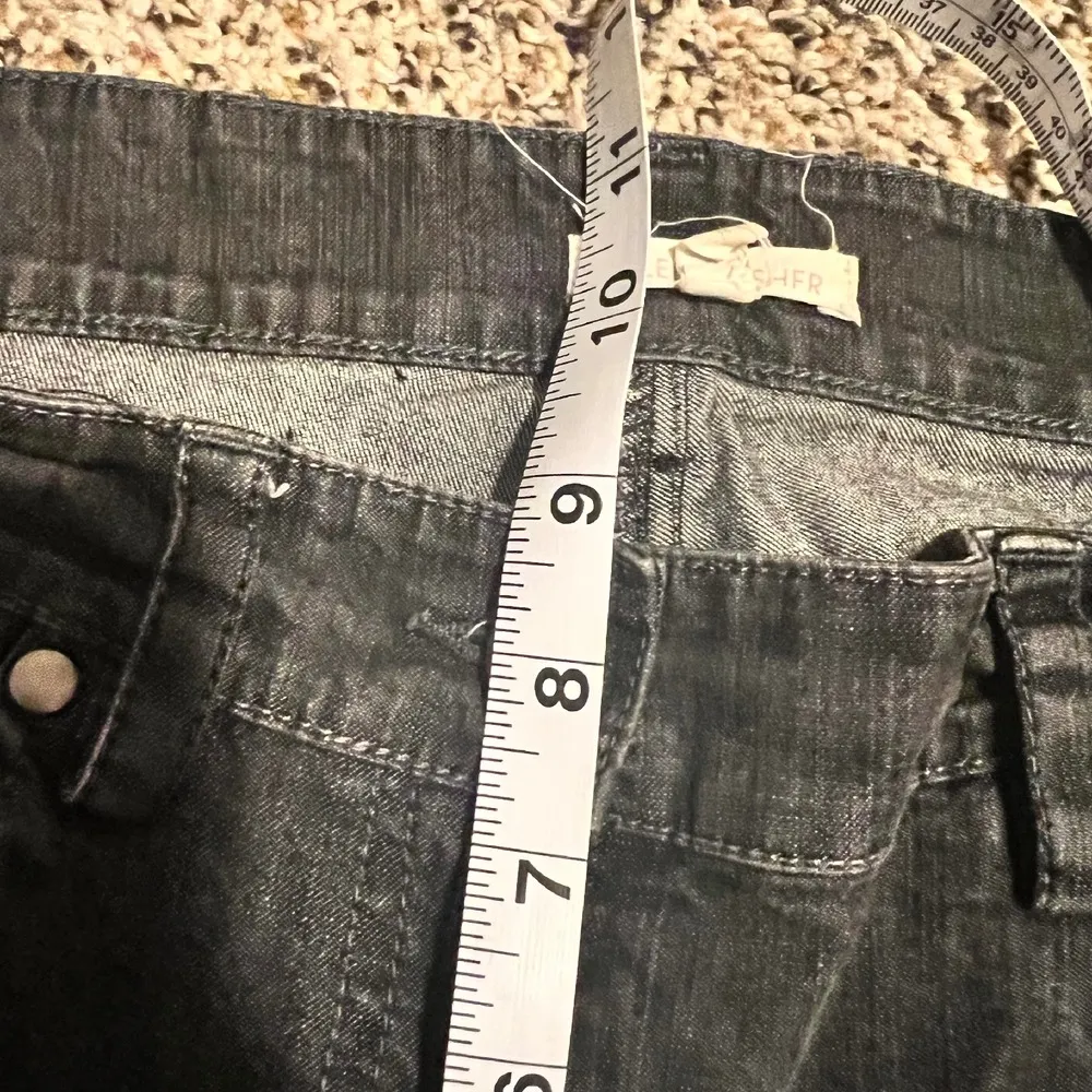 Eileen Fisher Cargo Pants Zipper Pockets Black Denim Size 8‎ - Image 6