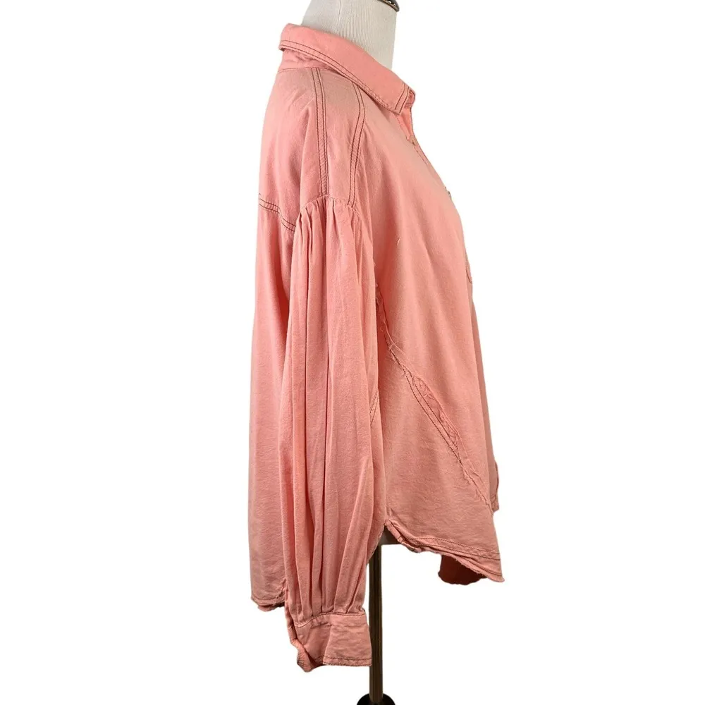 Altar'd State Pink Button Up Long Sleeve Blouse Size Medium - Image 4