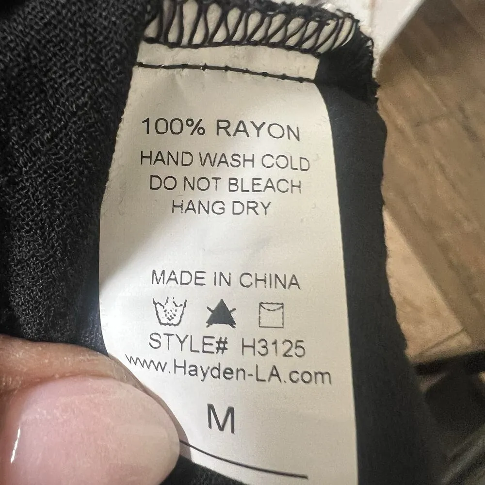 Hayden Los Angeles Pedal Pusher Cropped Pants Gauze Size Medium Black Ivory Y2K - Image 8