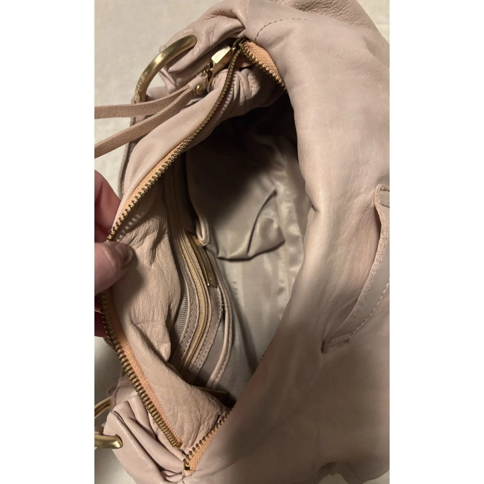 Antonio Melani  Light Pink Leather Hobo Shoulder Bag Y2K New - Image 9