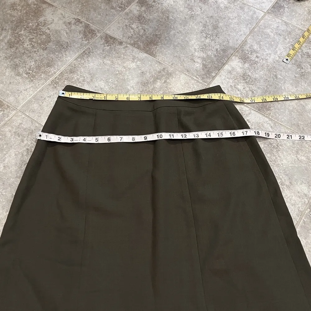 Jones New York Vintage Wool A Line Pleated Knee Length Green High Rise Skirt 8 - Image 3