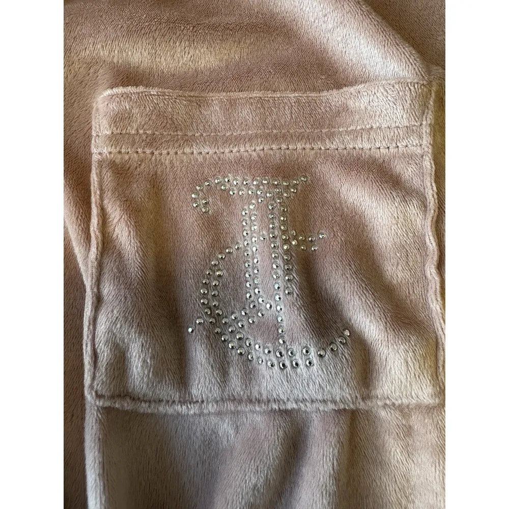 JUICY COUTURE Pink‎ Velour Rhinestone Sleepwear Sweater Long Sleeve Top Size M - Image 4
