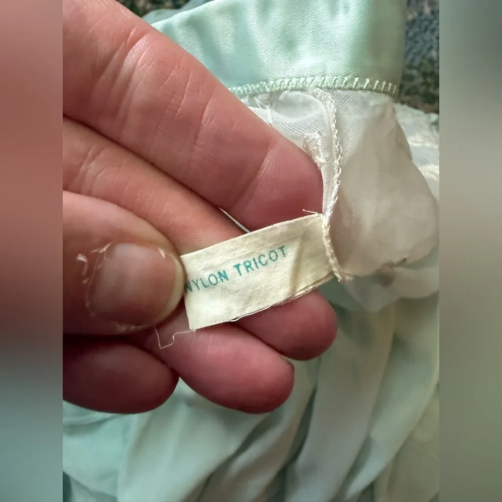 Vintage 60s Corsage sea foam sheer pixie two piece peignoir set, size medium Green - Image 15