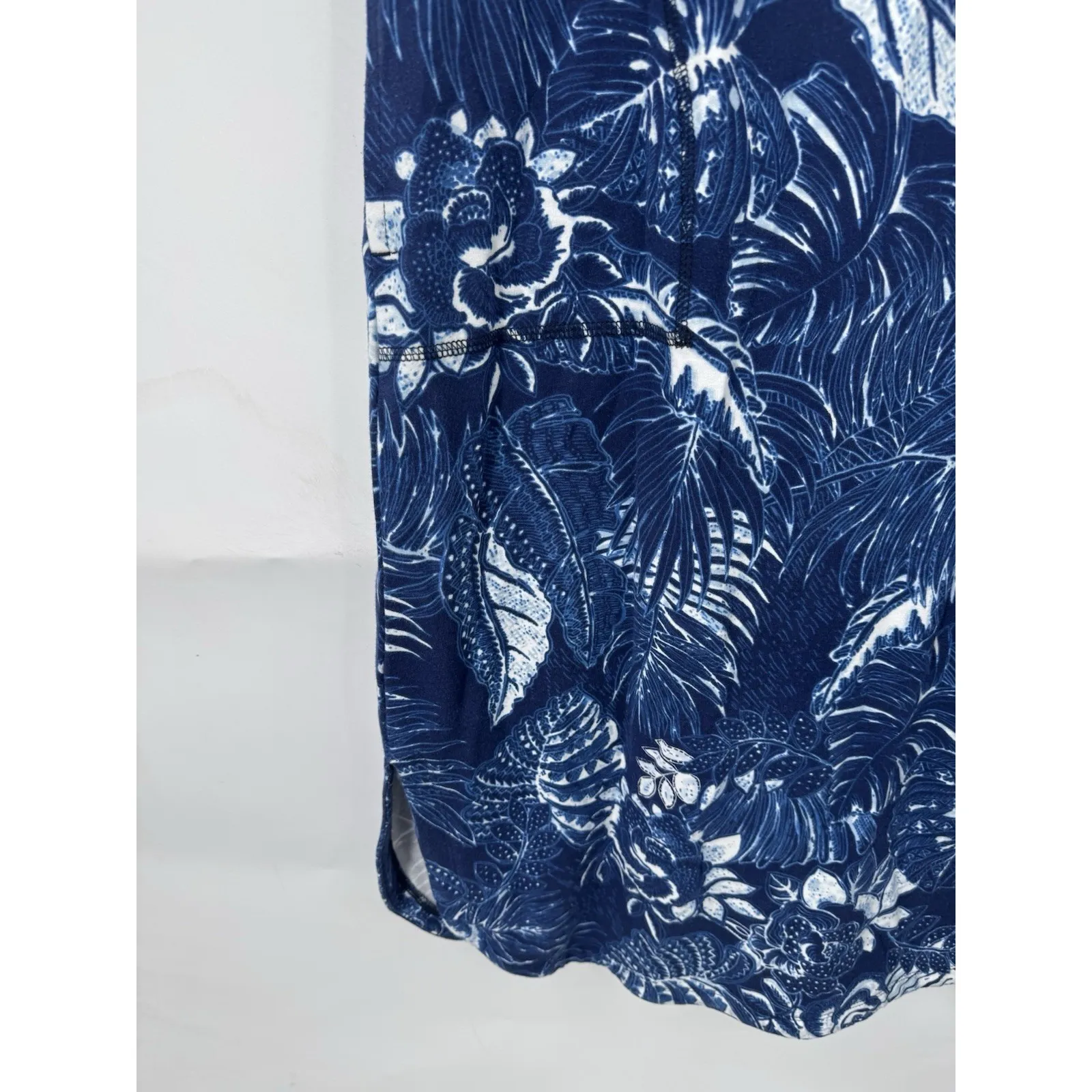 TALBOTS Floral Print Sleeveless Sporty Midi Dress Pocket Blue Size S Modal Blend - Image 9