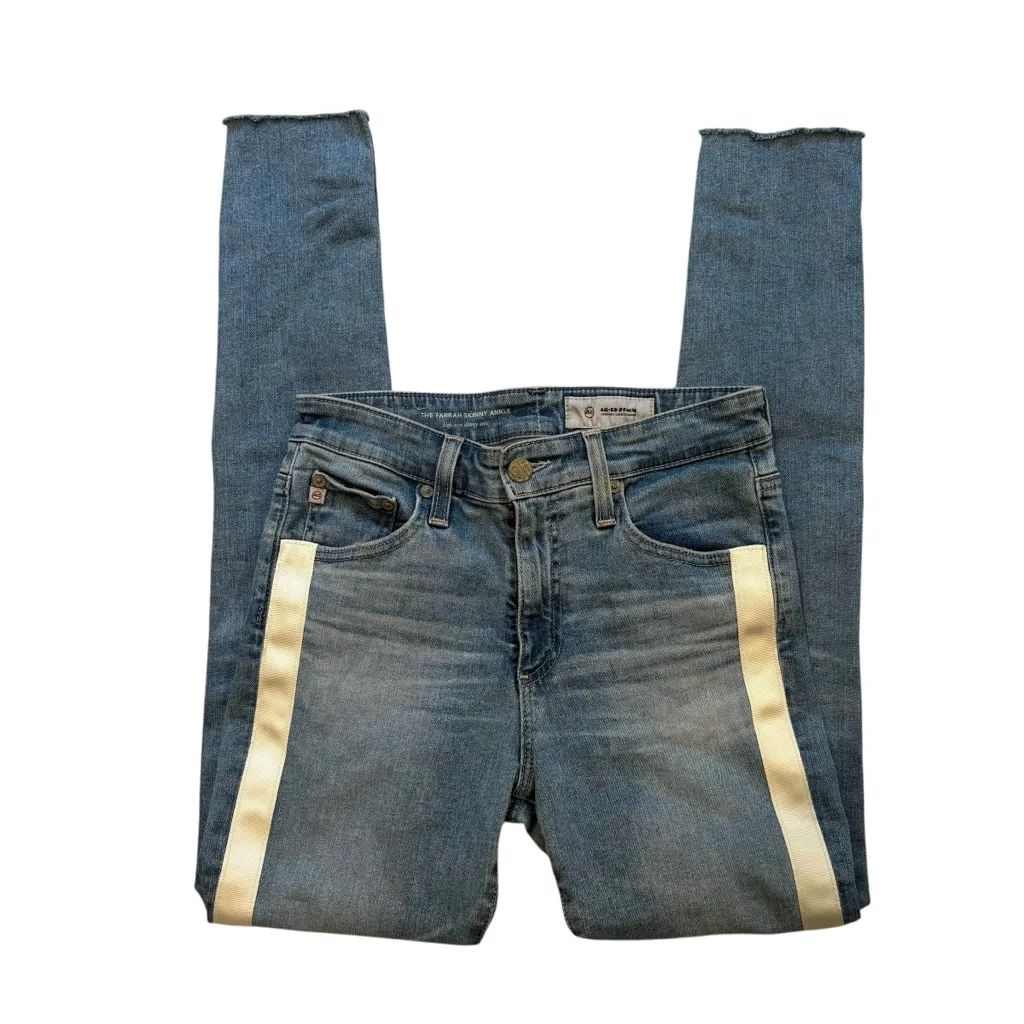 AG Adriano Goldschmied Jeans Farrah Skinny Ankle Striped Raw Hem, Sz 26 - Image 5