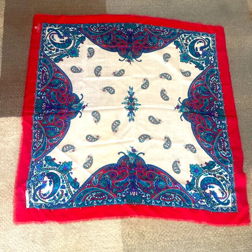 Vintage Japanese Georgiou 100 percent wool Scarf NWOT Red - Image 7