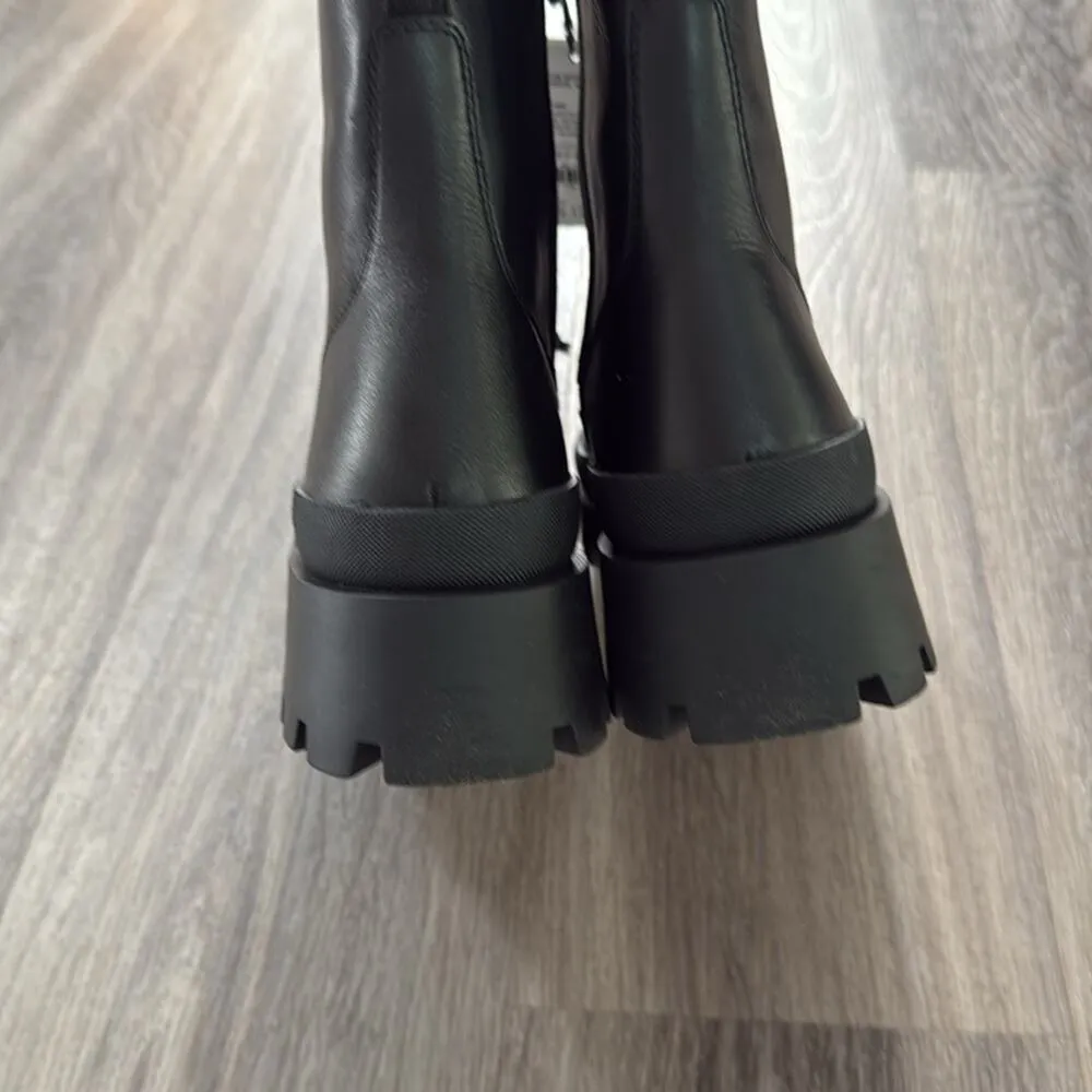 Zara Women’s Black Leather Combat Boots Lace Up Casual Shoes Size 41 - Image 7