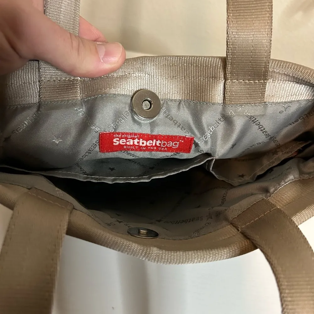 Harveys Seatbelt Handbag Tan Beige Woven Medium Tote Bag Purse - Image 4