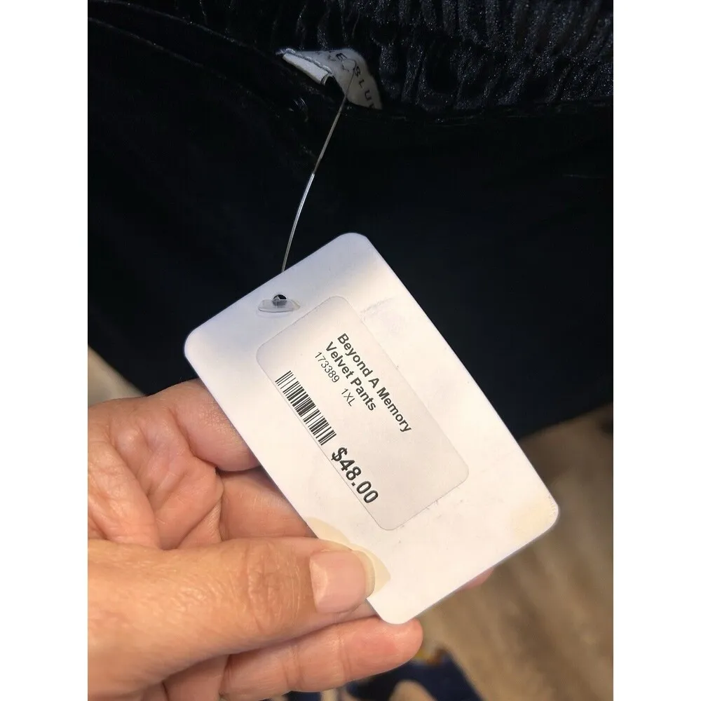 New Skies Are Blue Black Velvet Wide Leg Pants High Rise Size 1X Pockets Plus - Image 3