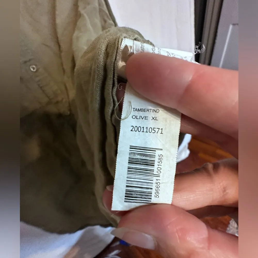 Celio Olive Button Down 100% Linen Shirt Size X - Image 9