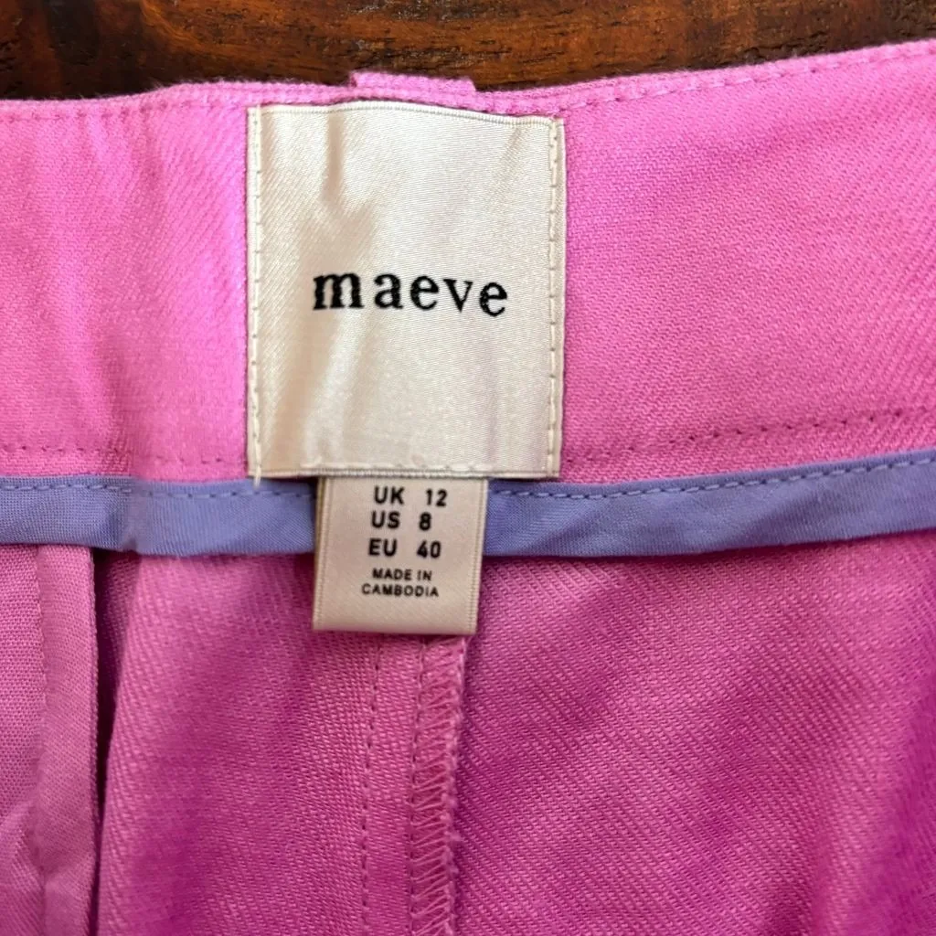 Maeve Women's High-Rise Pink Pleated Front Shorts Size 8 Casual - Image 3