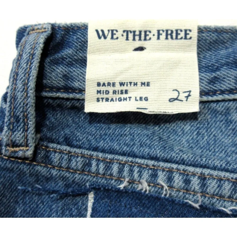 NWT We The Free People Bare With Me Straight Leg Patchwork Rigid Denim Jeans 27 - Image 9