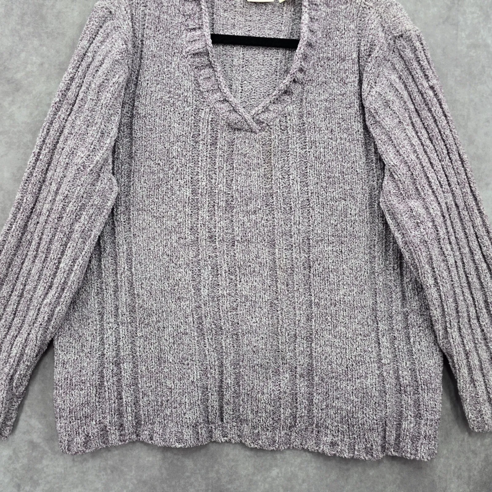 Erika Purple Chunky Oversized Ribbed Pullover Soft Y2K Chenille Sweater Plus 2X - Image 4