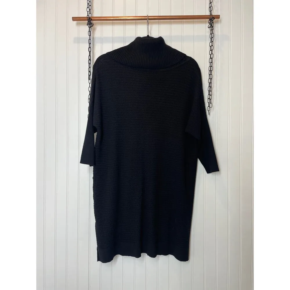 White House Black Market Black Turtle Neck Sweater Tunic Short Sleeve Size S - Image 2