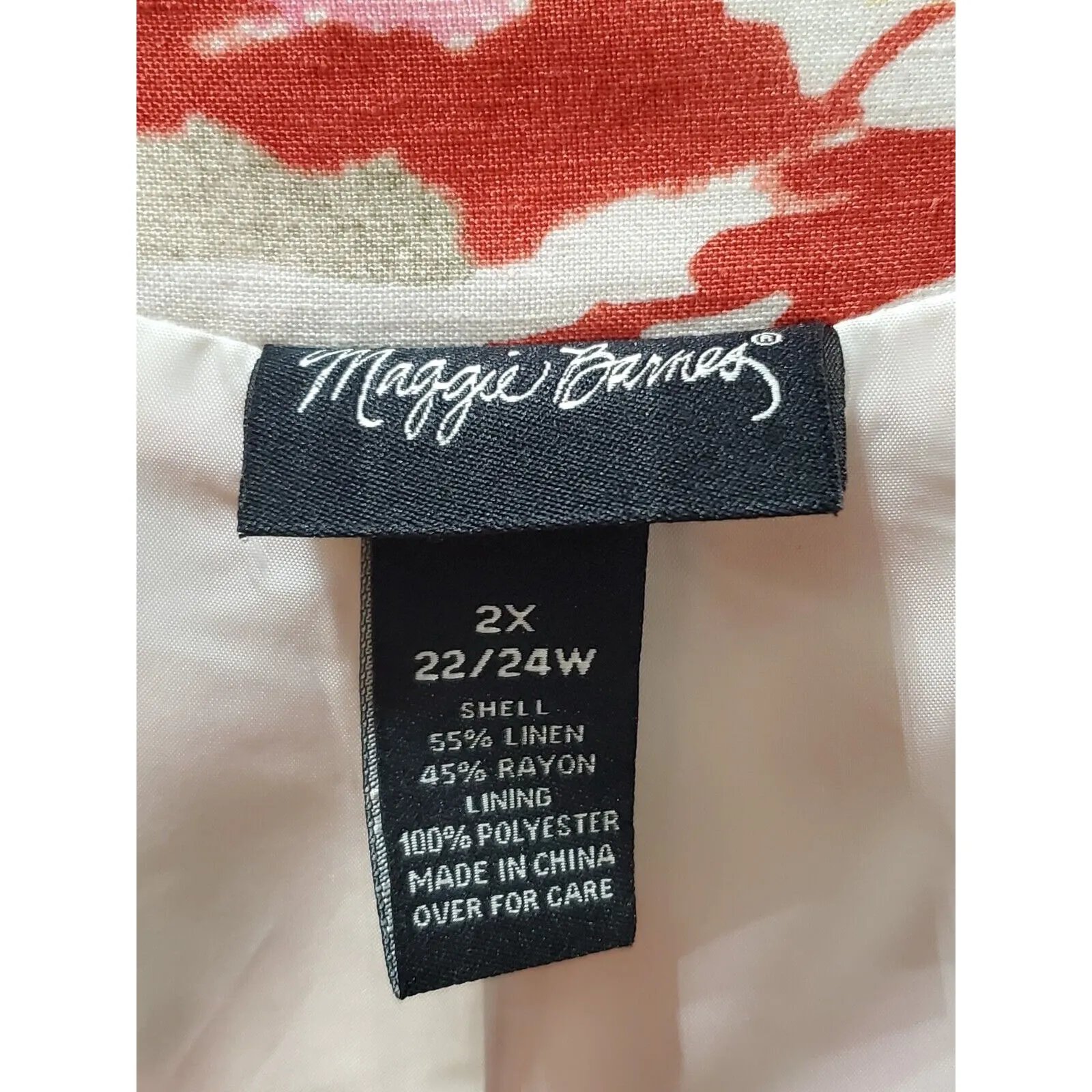 Maggie Barnes Women's Multicolor Floral Linen Long Sleeve Hook Front Jacket 2X - Image 10