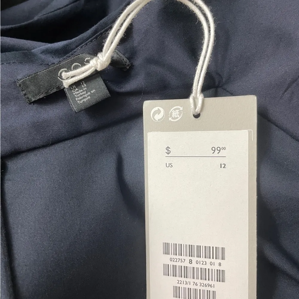 COS Navy Blue Collared Blouse Size 12 NWT - Image 3