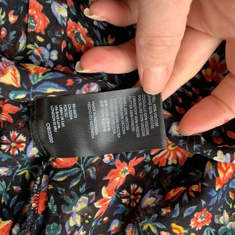 Anthropologie Helene Floral Ruffle Trim Boho Tunic Dress Size Small Oversized - Image 12