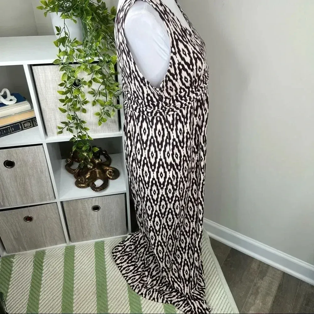 LOFT Outlet V neck Maxi Dress Deep Purple and Ivory Sleeveless Size LP - Image 8