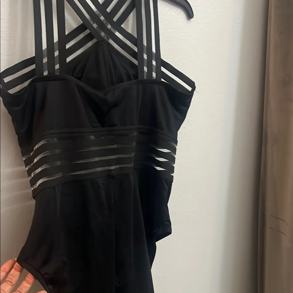 Hilor One Piece Swimsuits Slimming High Waisted Bathing Suits Front Crossover XL Black - Image 6