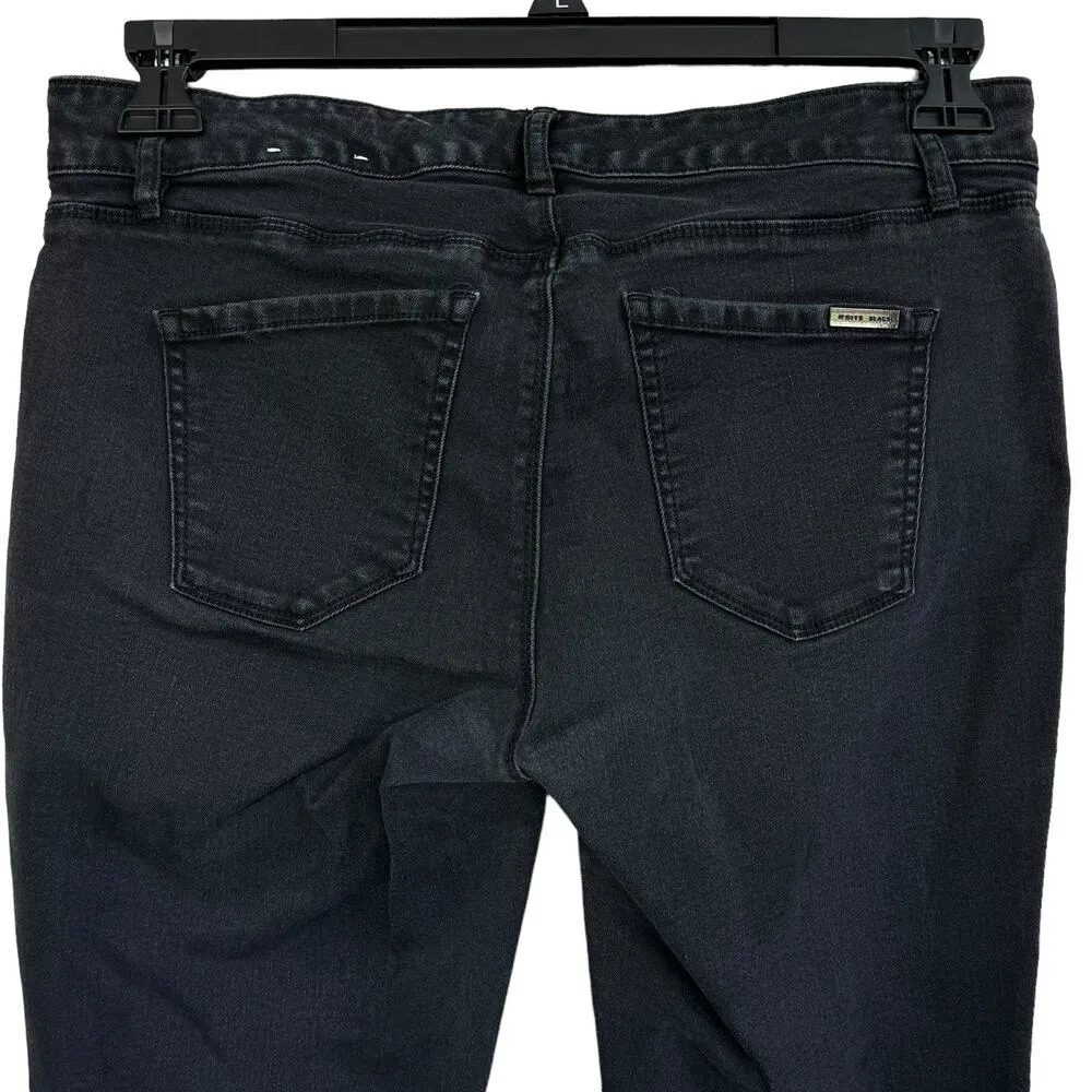 WHBM SZ 4S SHORT Jegging Jeans Stretch Zip-Fly Low-Rise Pockets Black Wash - Image 5